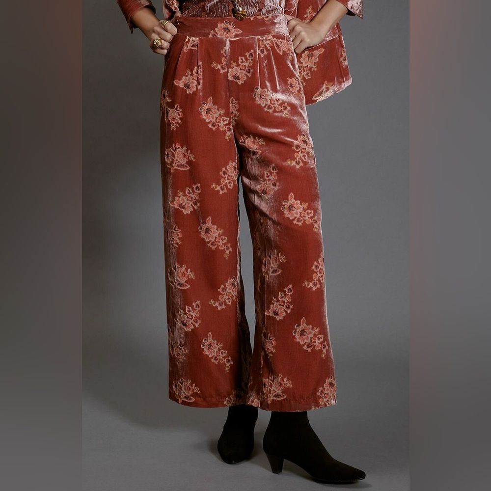Hutch Floral Velvet Wide-Leg Pants
